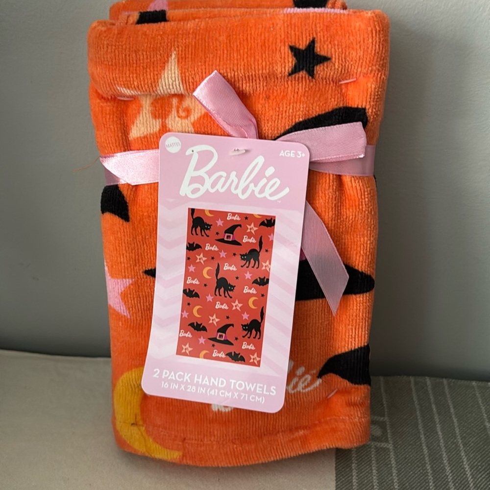 NWT set of TWO Barbie hand towels